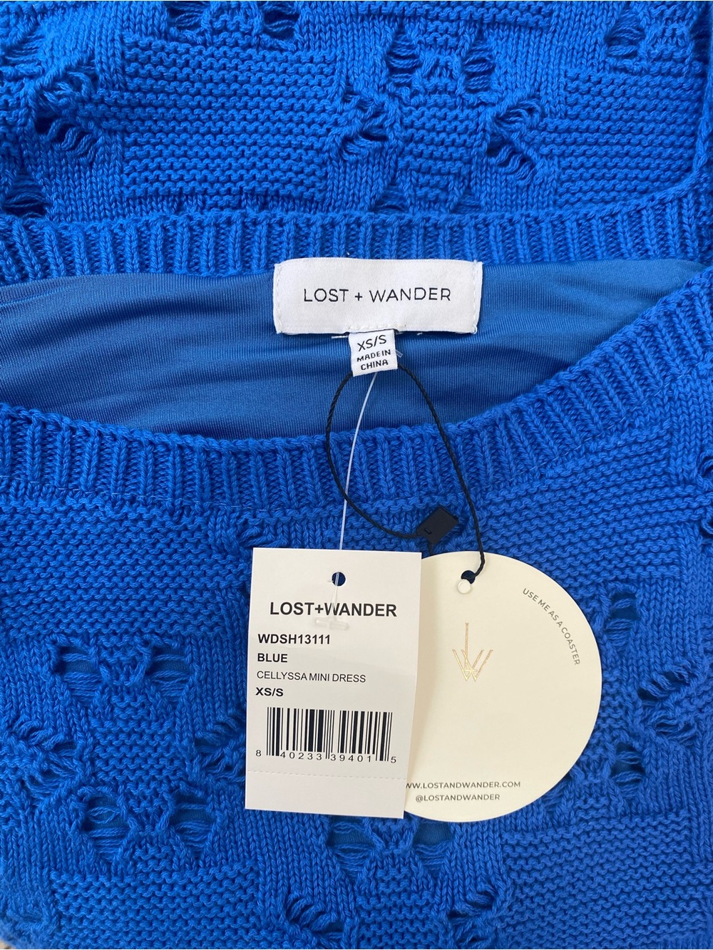 NWT Lost + Wander Cellyssa Knit Midi Dress in Cobalt Blue, Size XS/S - Picture 6 of 10
